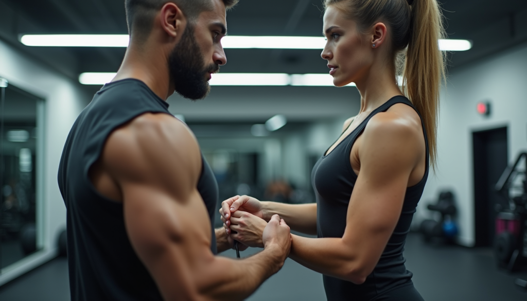 Trainer customizing a fitness plan for a client